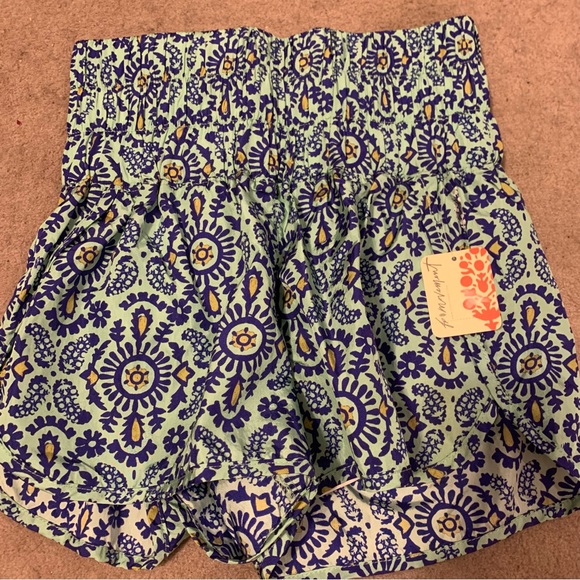 Free People Movement | NWT The Way Home Printed Shorts Turquoise Mint Combo XS - Picture 7 of 7